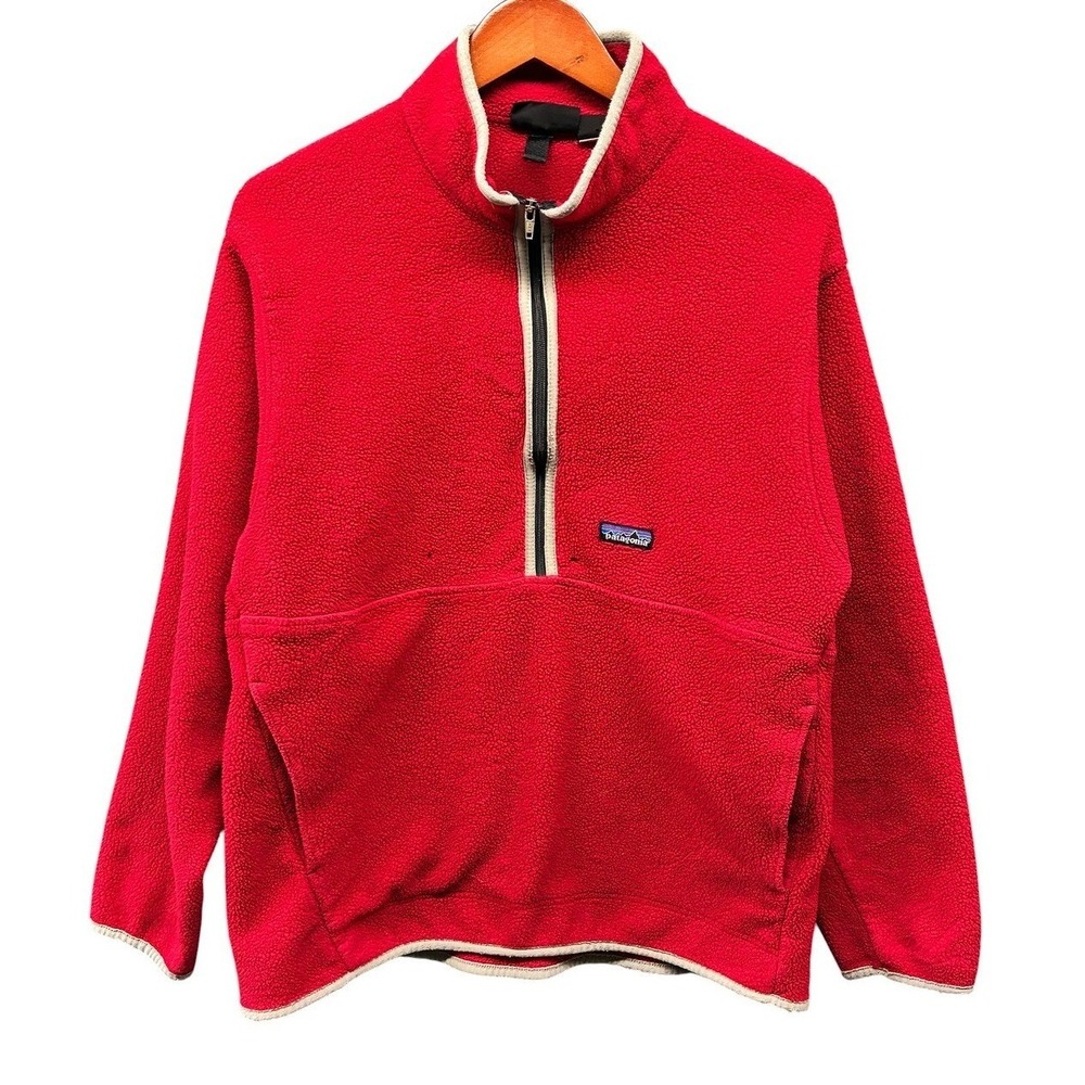 Patagonia Synchilla Quarter Zip Fleece Pullover Mens L Red Gorpcore Winter Cozy